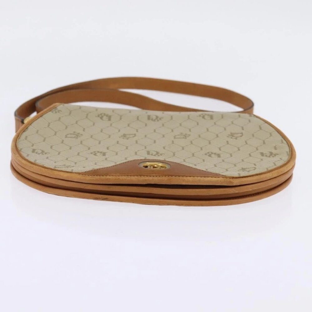 Christian Dior Honeycomb Canvas Shoulder Bag PVC Beige Gold Auth BA5629 - Picture 7 of 16